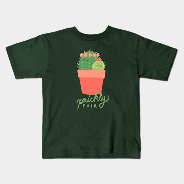 Prickly Pair Cactus Couple Kids T-Shirt by Abbilaura